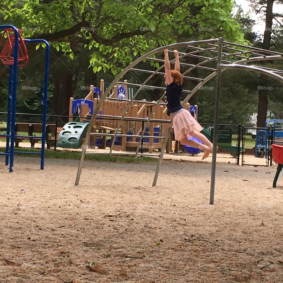 Playing in the park on a warm summer day.