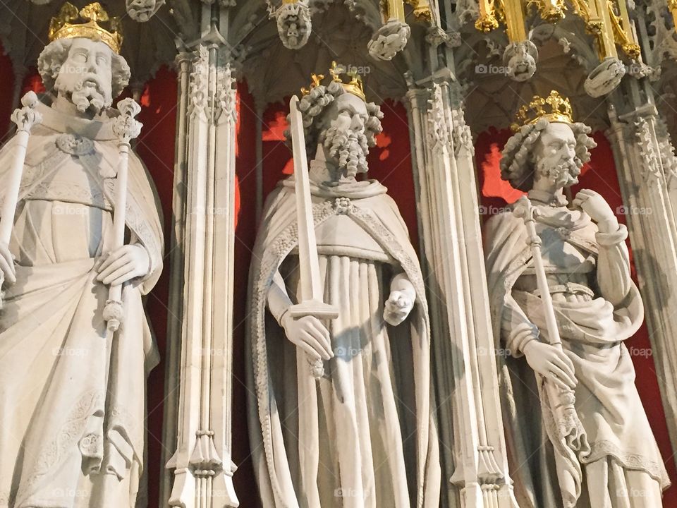 Part of the screen of the Kings of England at York Minster in England