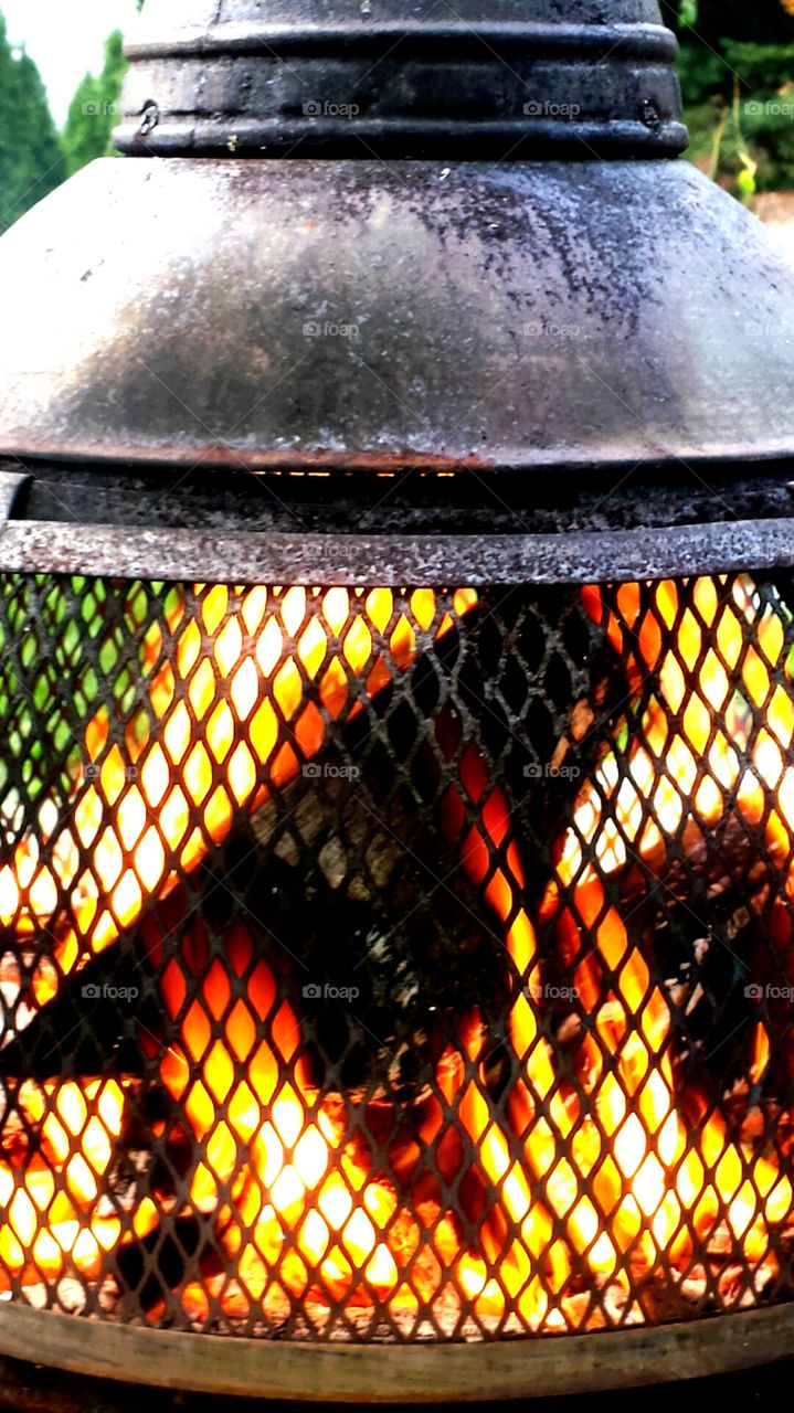 Autumn Fire. Cool fall afternoon by the chiminea