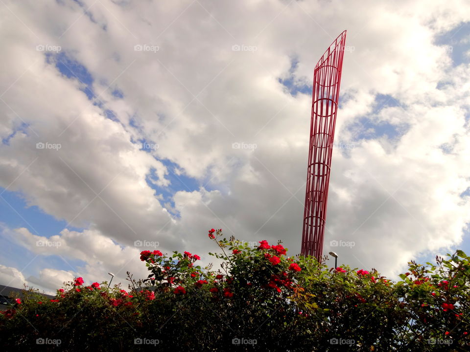 torch. The toll red  torch - landmark of Campus