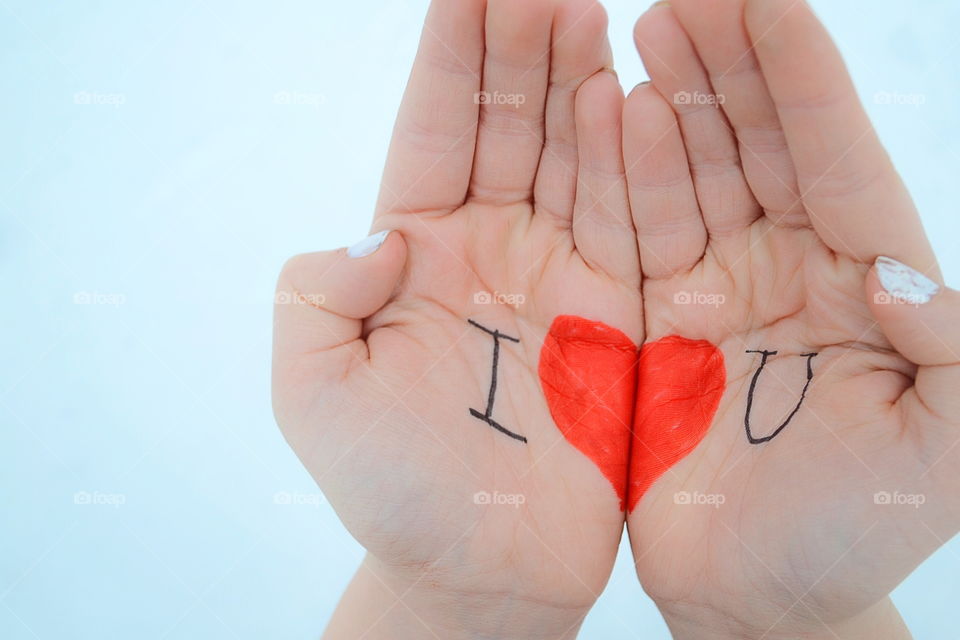 I love you written in the hands