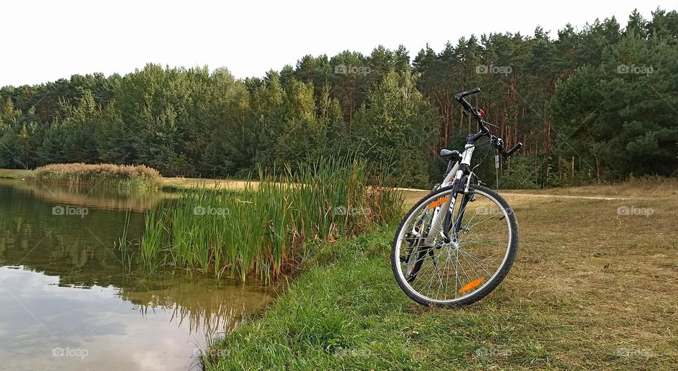 bike on a lake shore beautiful landscape, love bike 🚲