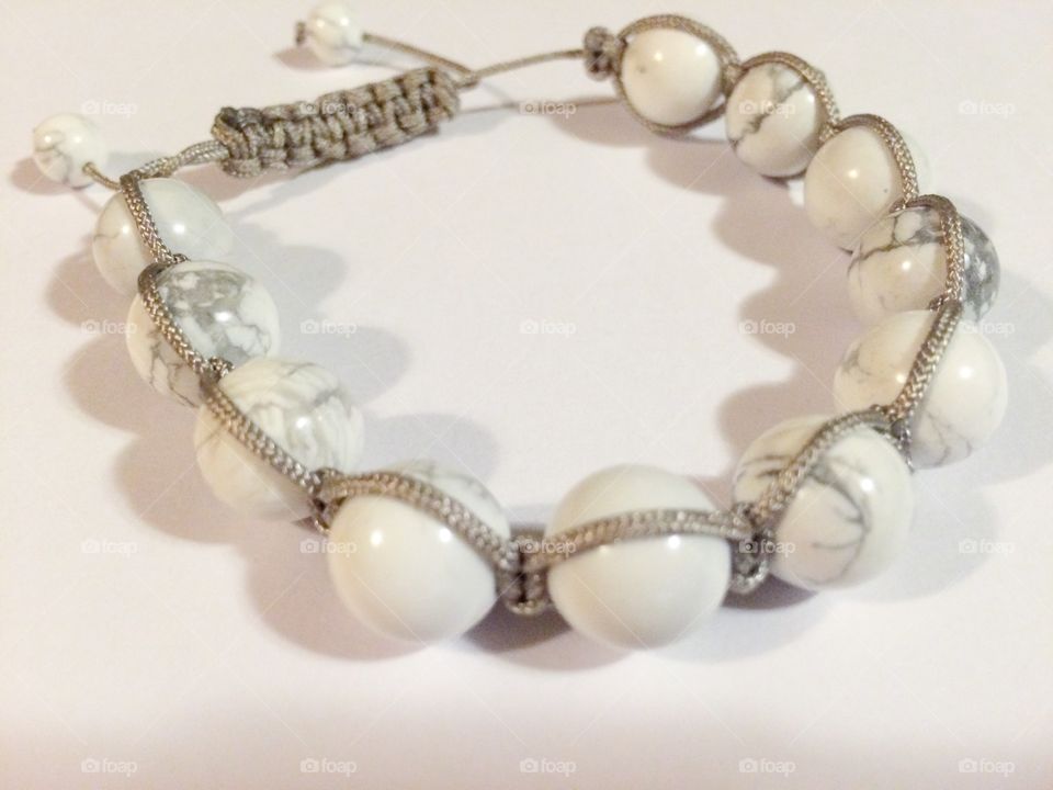 White turquoise bracelet twinned with rope