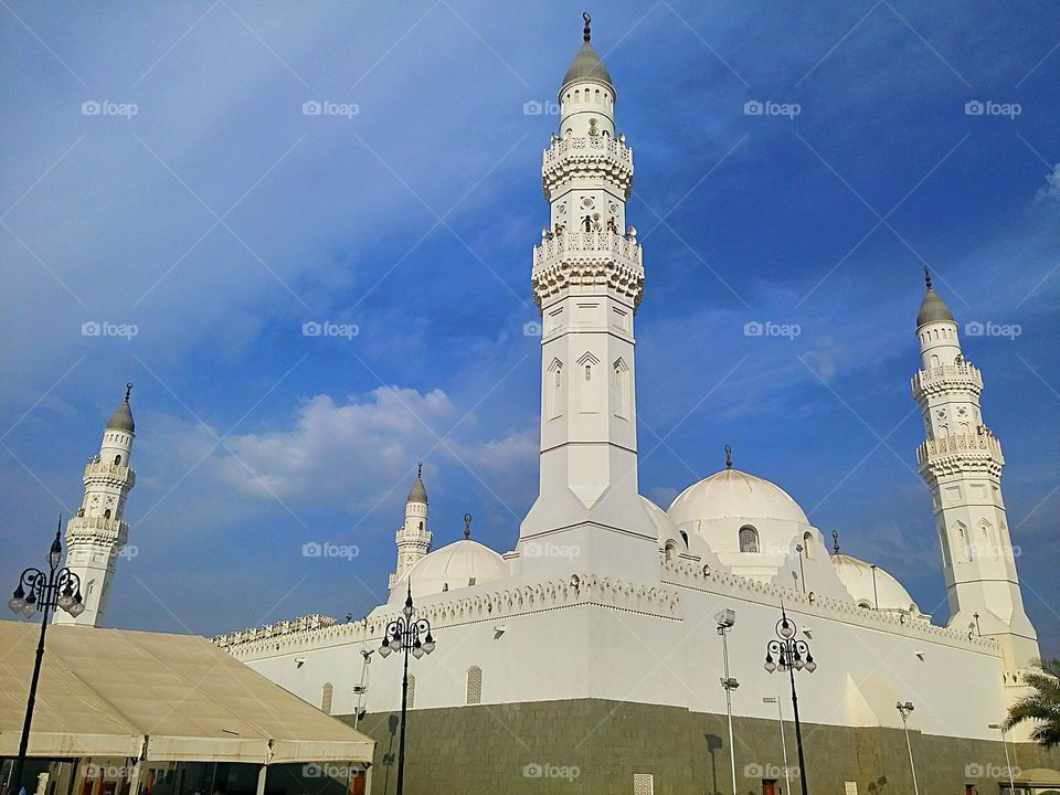 Quba mosque against sky in Saudi Arabia