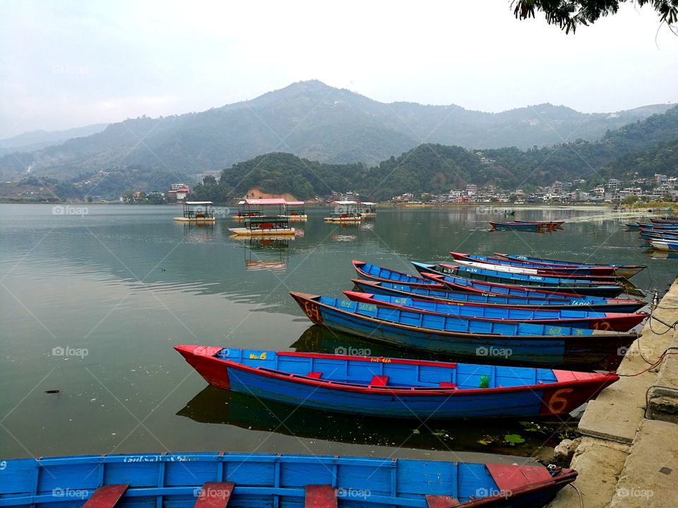 Beautiful scenery of Phewa lake, Nepal