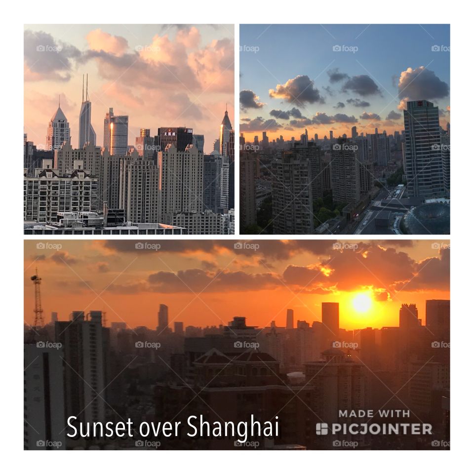 Sunset over Shanghai, view from Xintiandi, 日落，新天地附近