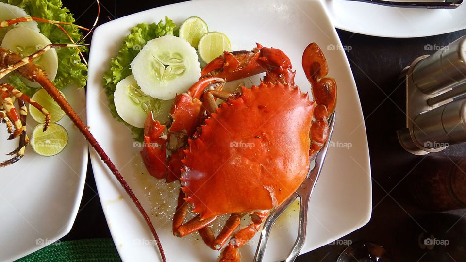 Big crab on the plate