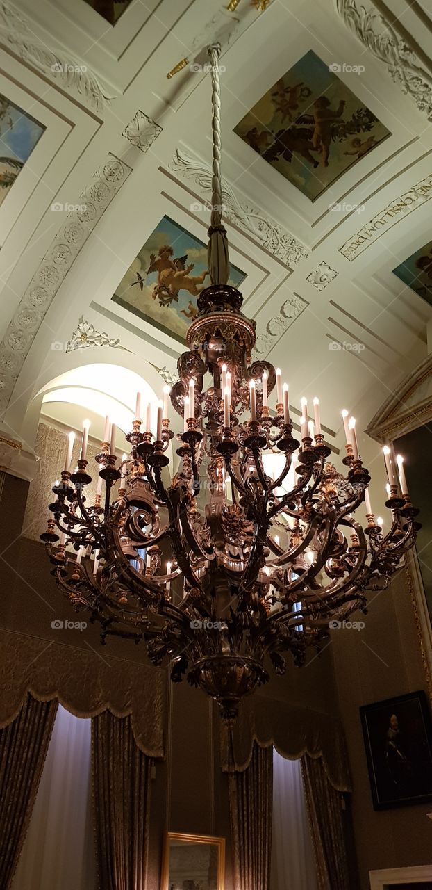Chandelier, old, painting, Art, Palace, Light, inside, ancient, europe