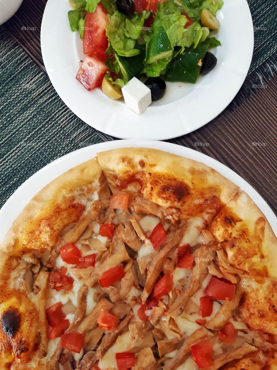 Salad and Pizza