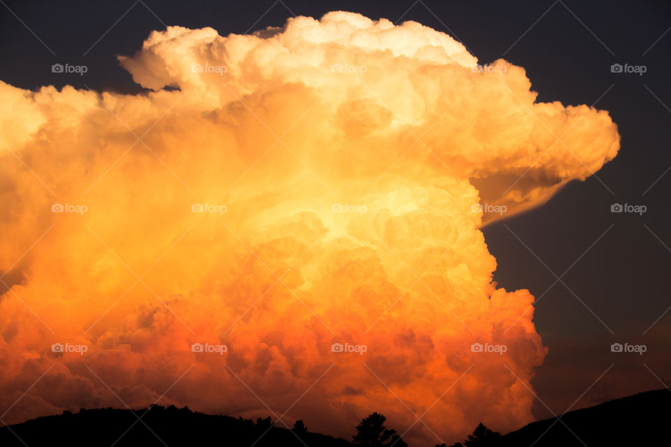 Vibrant, burning sunset in Colorado. 