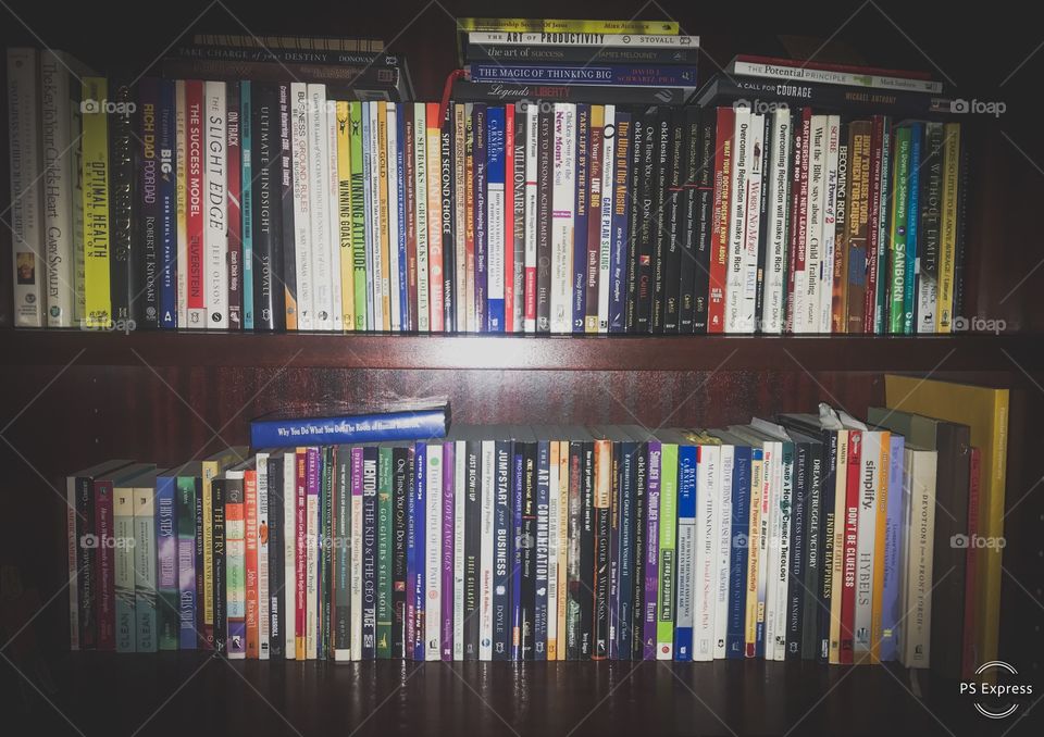 Bookshelf books of personal development growth