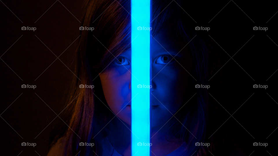 Girl n blue light