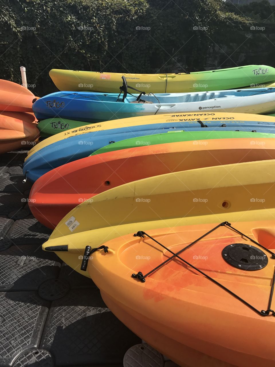 Kayaks on the river 