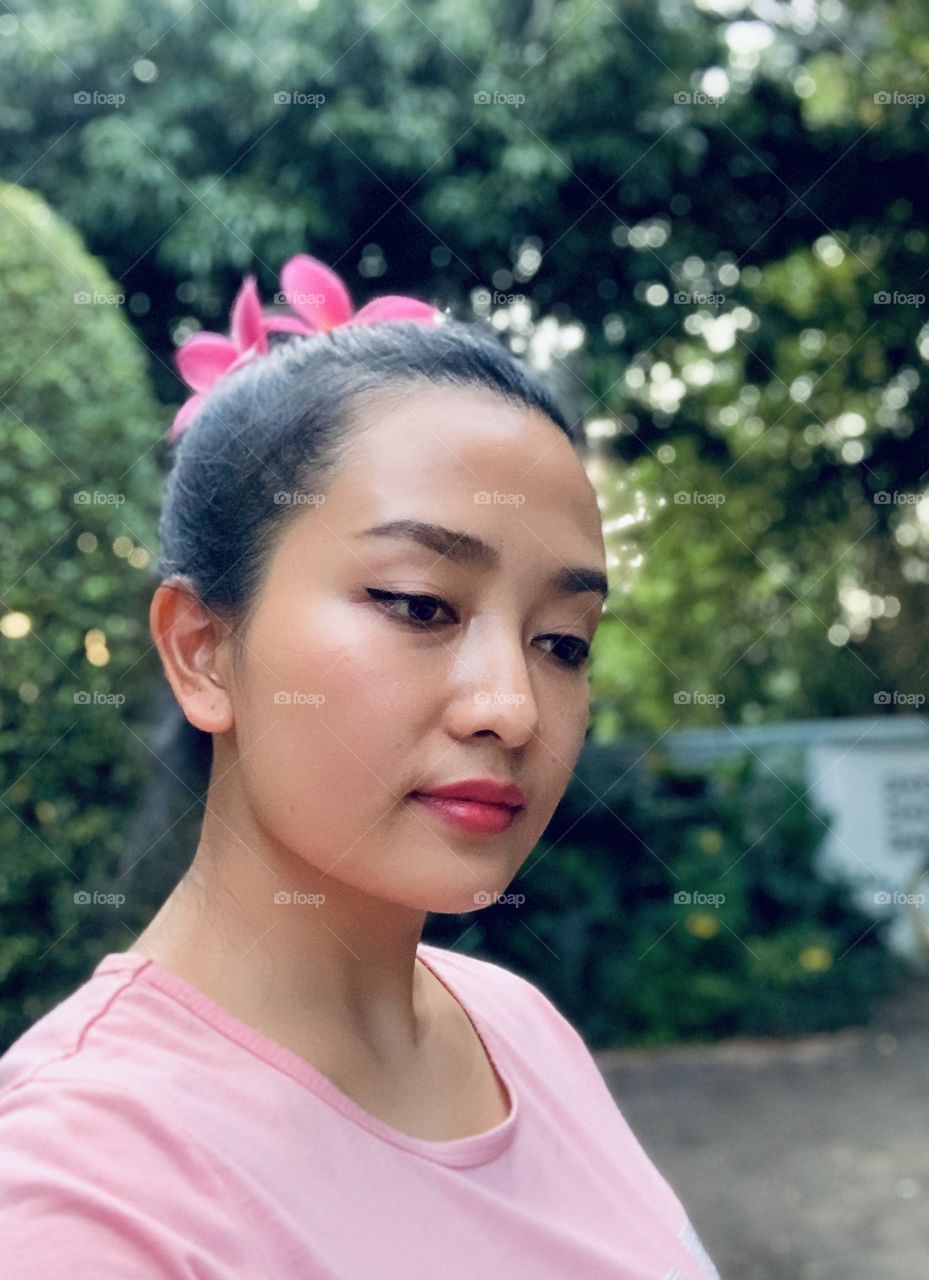 Local Thai women with traditional hair style