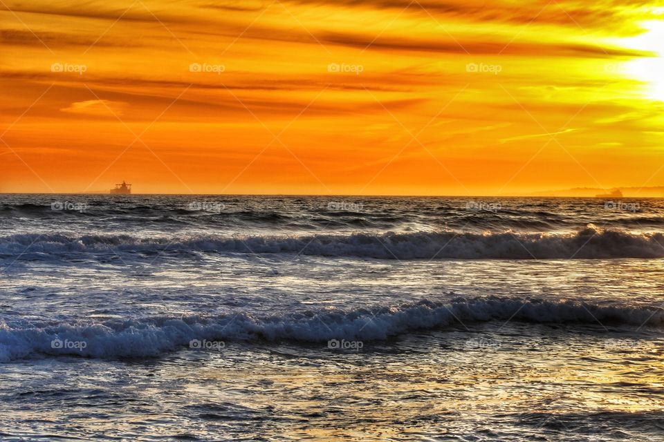 Oil Rig, Sunset, Huntington Beach, CA