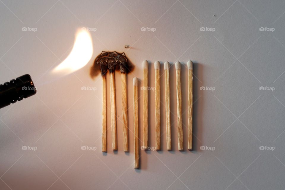 Explaining social distancing and how it can help preventing the corona virus pandemic with matches.