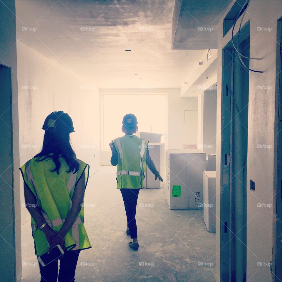 Choose your future . Walking in the units under construction at 1050 Grand in Downtown LA 