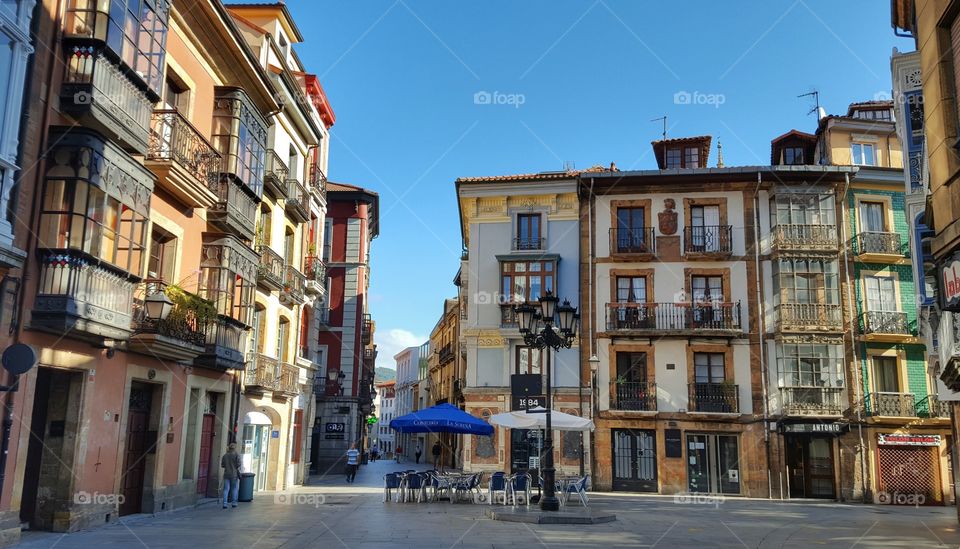Cimadevilla street, one of the most popular streets in Oviedo, Asturias, Spain.