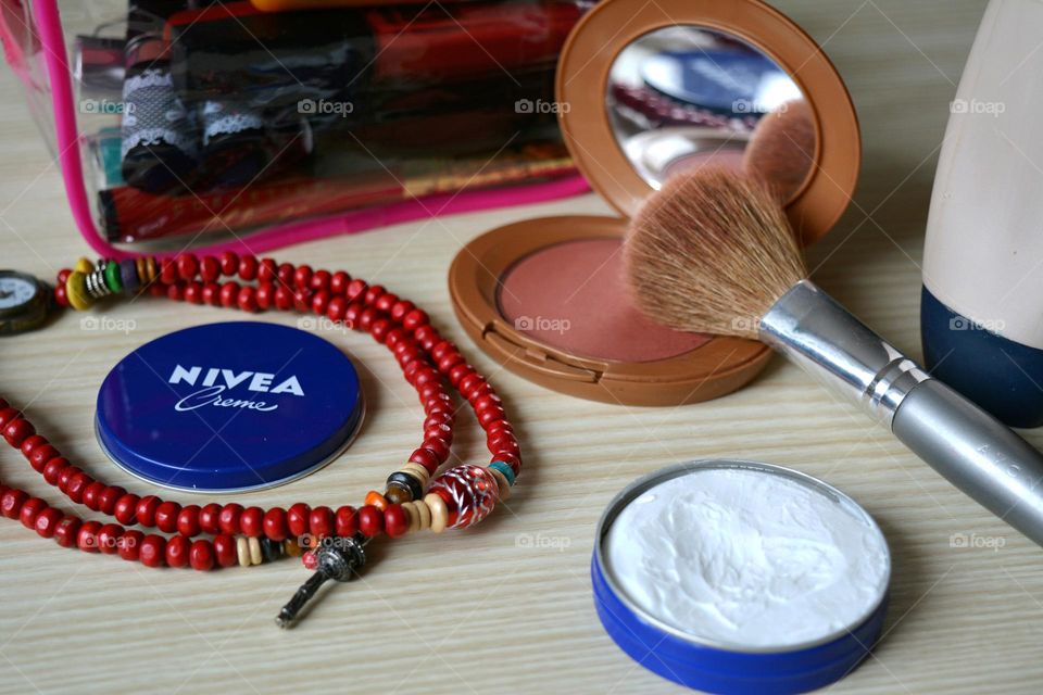 beauty woman accessories and Nivea cream