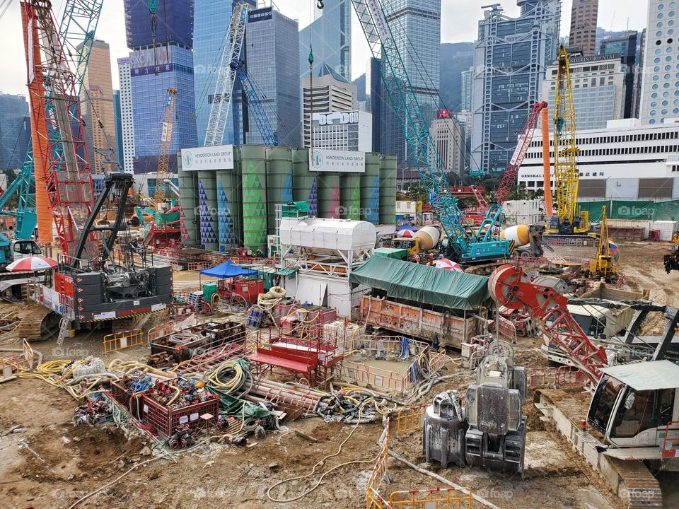 contruction site in Hong Kong Central