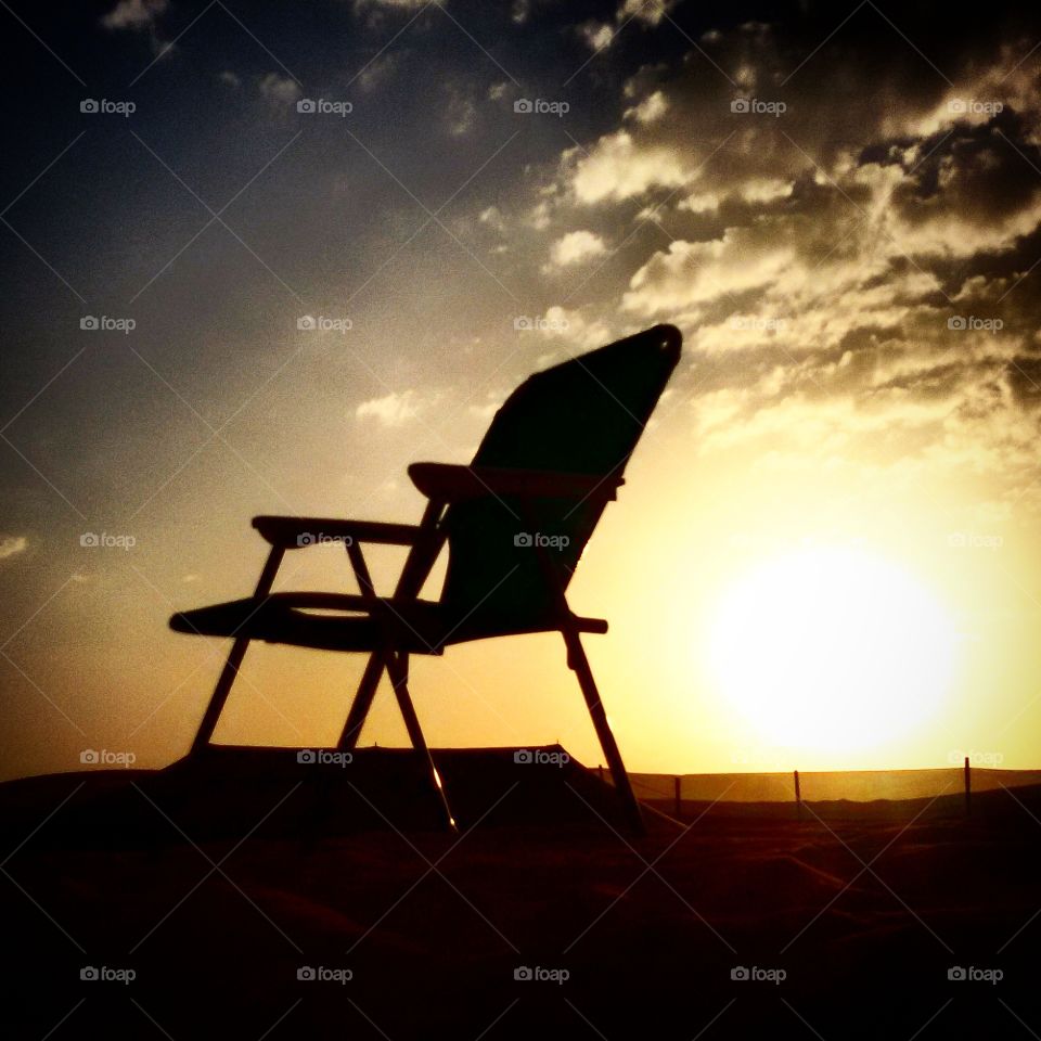 Sunset. relax in desert 