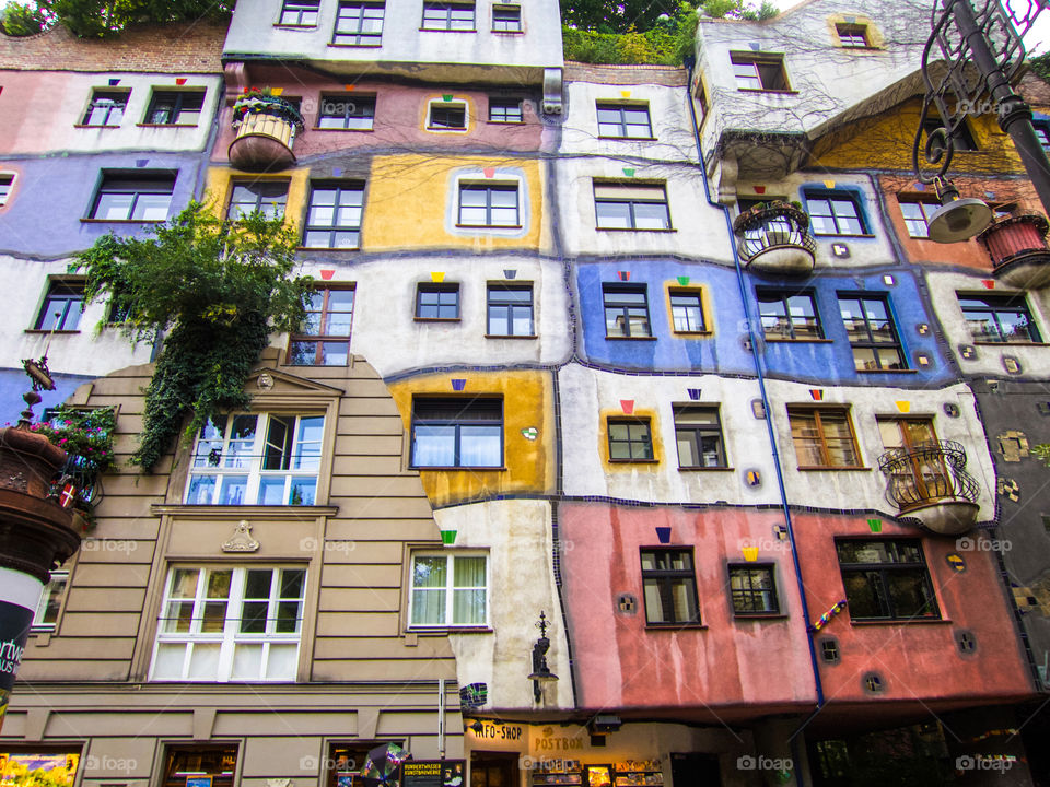 Hundertwasser facade in Vienna, Austria. 