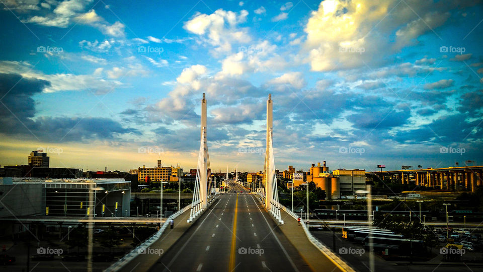 City bridge on the morning