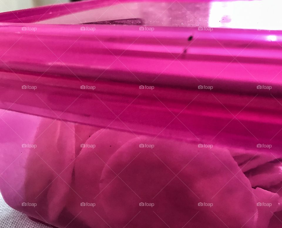 Pink plastic container