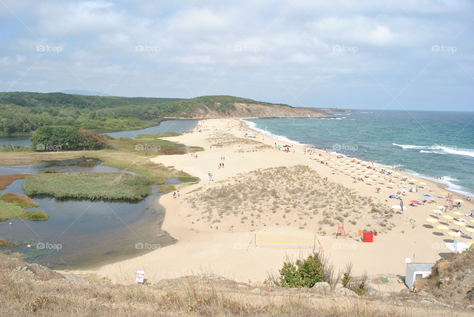 A beach between a river and sea in Sinemorets, Bulgaria