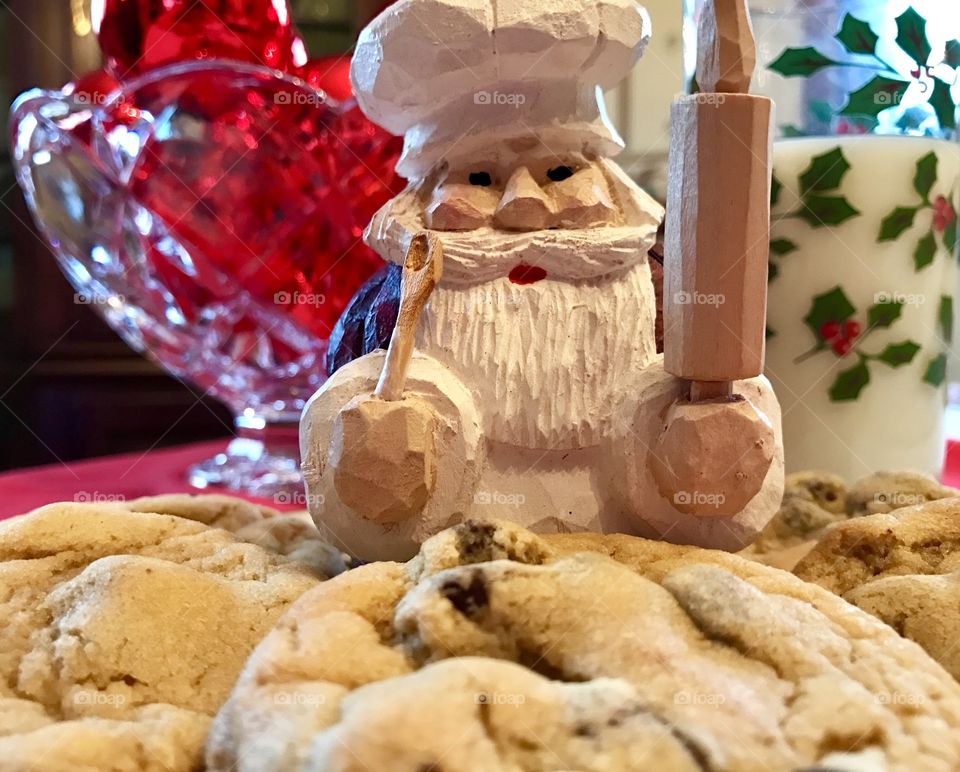 Baker Santa made chocolate chip cookies to share