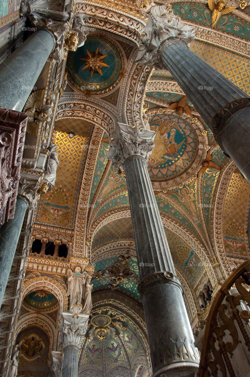 The inside of a Catholic Church in Lyon France