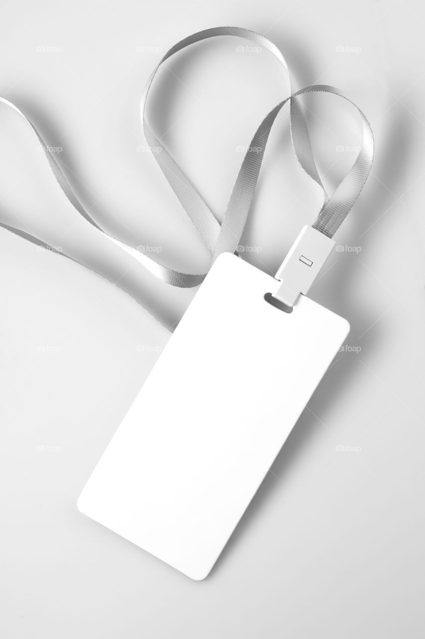 Blank white lanyard, tag, badge mockup