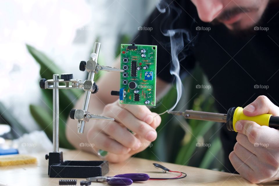 The soldering of electronics 