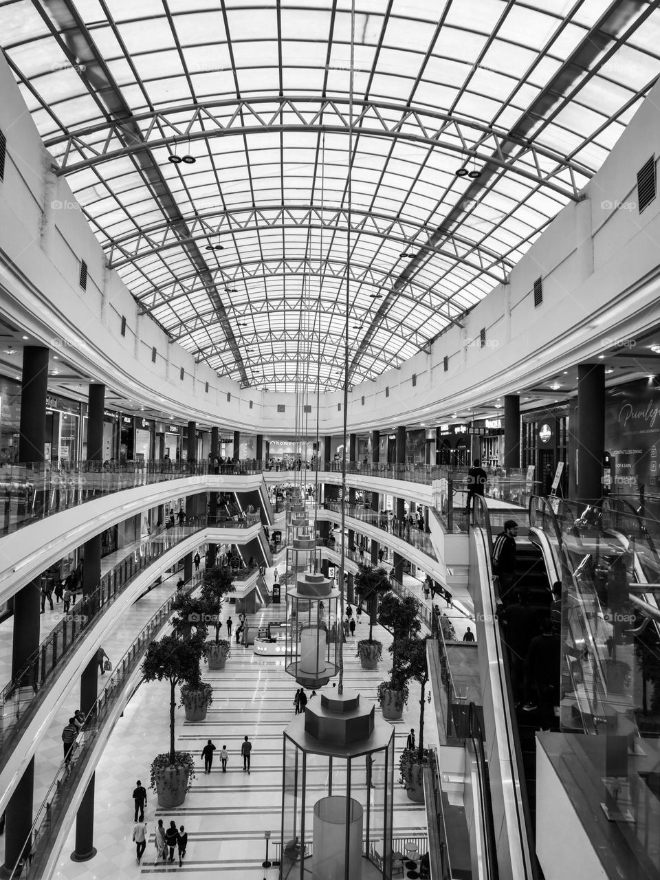 Architectural view of interior view of a mall