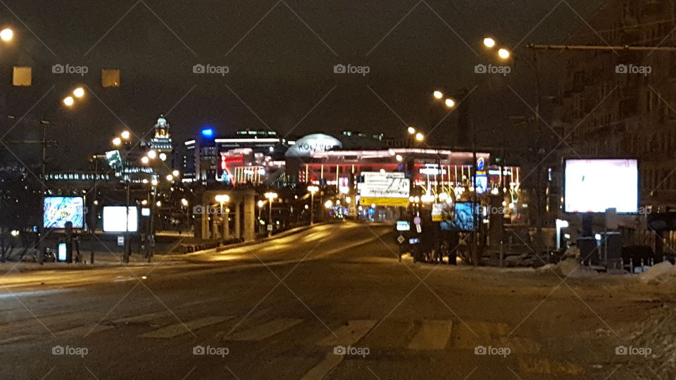 Night Moscow, city, street, lights