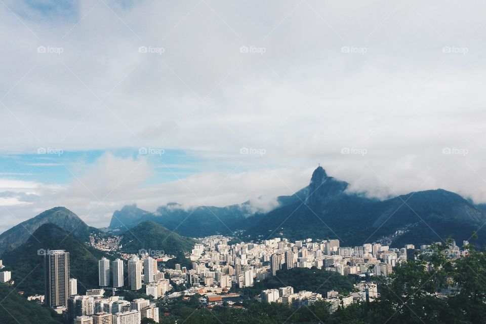 Rio de Janeiro, brazil . The mist around corcovado, taken at sugarloaf mountain