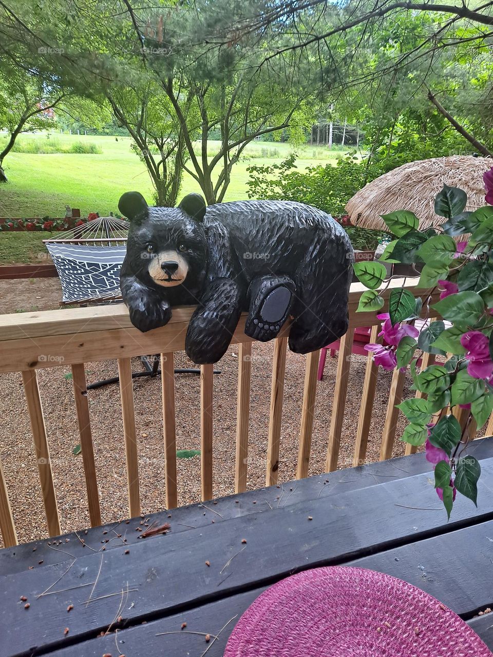 bear made out of wood