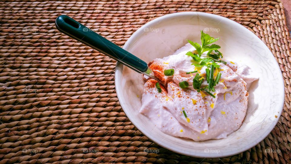 Taramasalata with lemon zest and  herbs