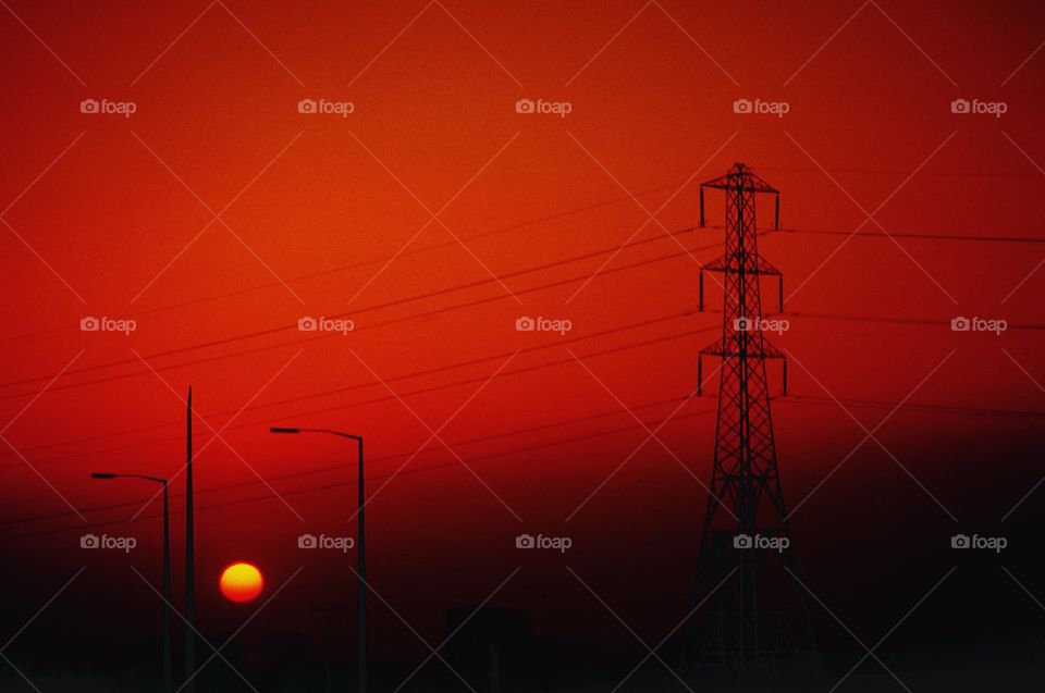 Pylon. Sunset 