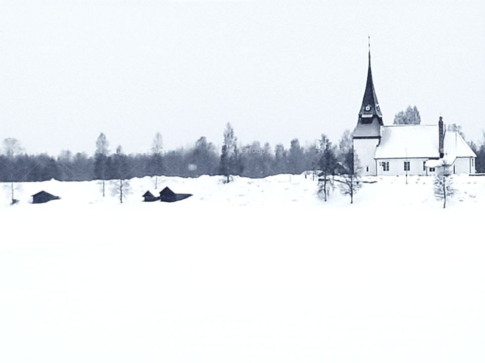 church in winter lanscape