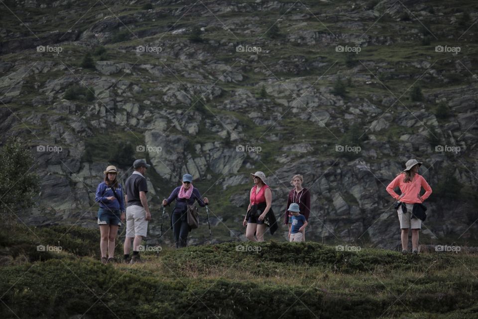 Tourists. Tourists in the swiss Alps