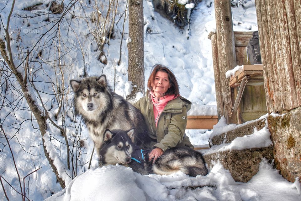 Mom with her wolves