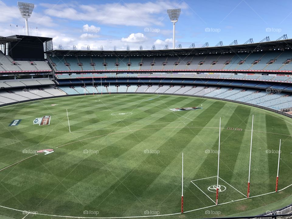 Melbourne’s MCG. Renowned globally for its cricket and Australian Football League Grand Finals. 2 weeks before the big day, empty now but expect 100,000+ on the day. 