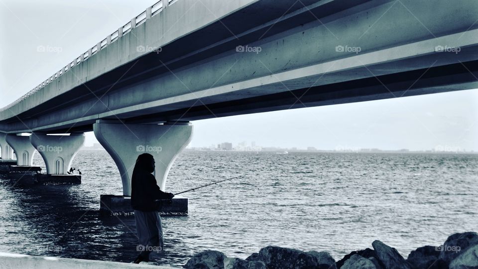 Fishing Under A Tampa Bay Bridge