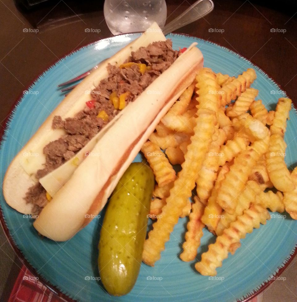 Philly cheese steak & French fries