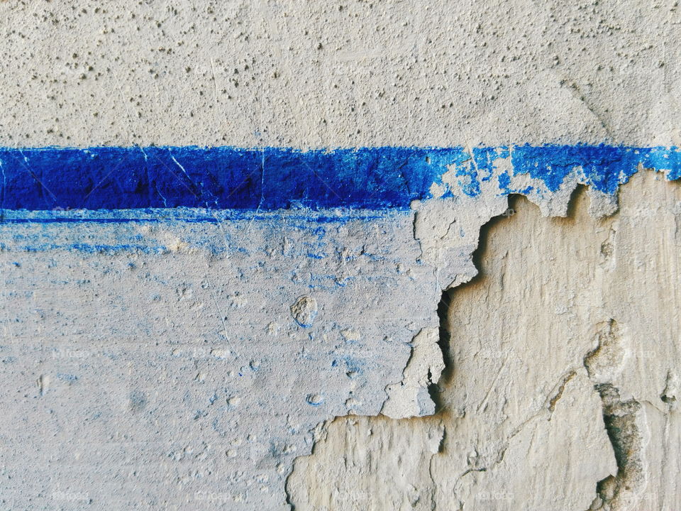 blue stripe on the old wall, texture