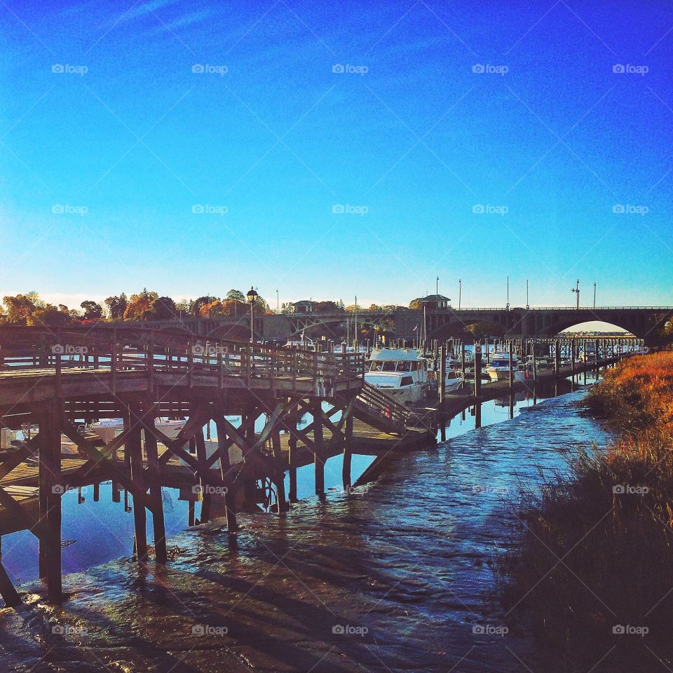 Stratford, CT. Walking along the harbour 