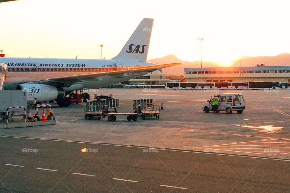 Sunset in the airport