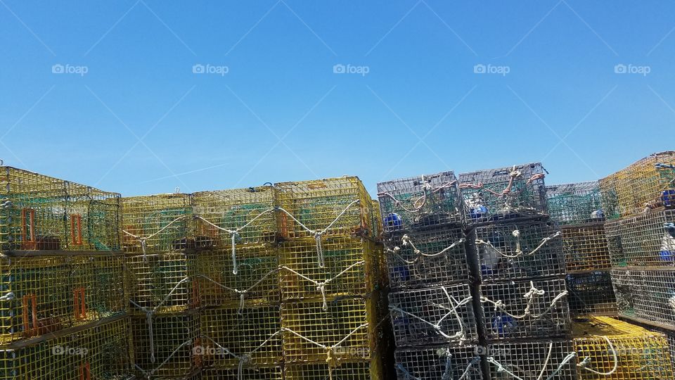 Lobster traps stacked