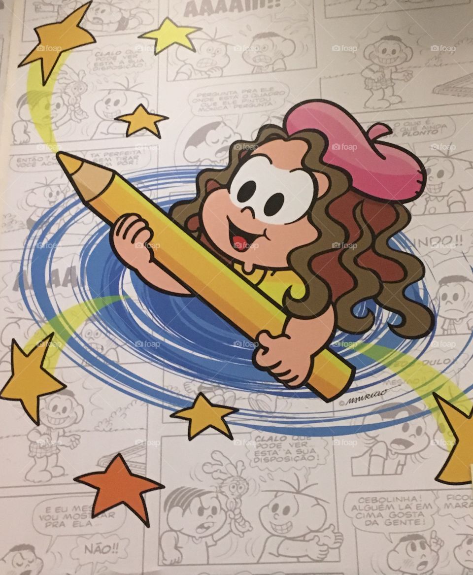 Você conhece essa personagem da Turma da Mônica? É a Marina e o seu lápis mágico!